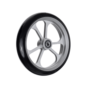 Front wheelchair wheel OMOBIC LOTUS ALUCORE 6'', D150 x 34 mm, silver aluminium anodized rim, black PU tyre
